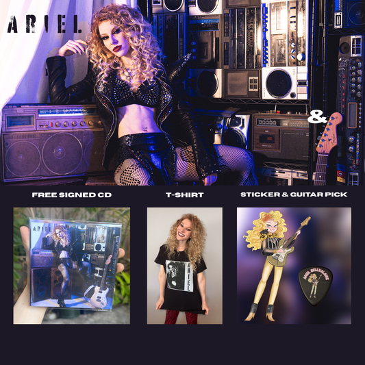 Ariel Album +T-Shirt, Guitar Pick & Sticker Bundle